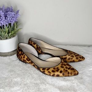 Marc Fisher Sunny Leopard Print Calf Hair Pointed Toe D’Orsay Flats in Size 9.5